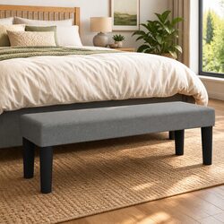 Elegant Grey Fabric Bench to Enhance Your Living Space