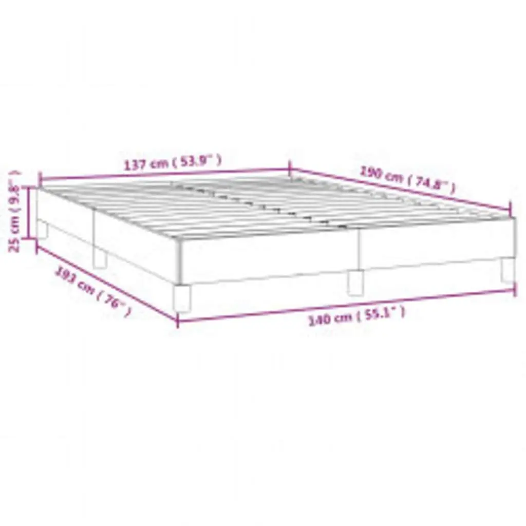 Double Bed Frame 137x187 cm Faux Leather Upholstered Platform Furniture
