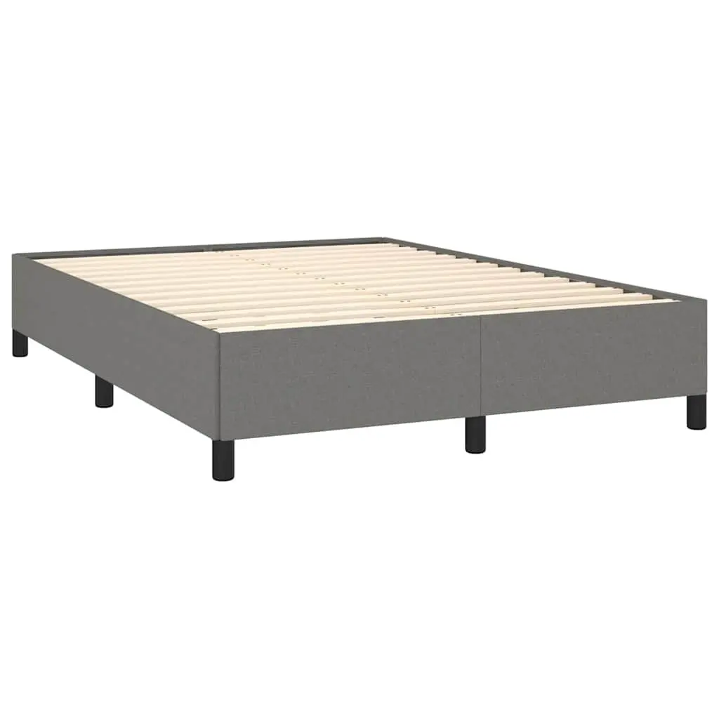 Double Bed Frame 137x187cm Grey Fabric Sturdy Plywood Slats