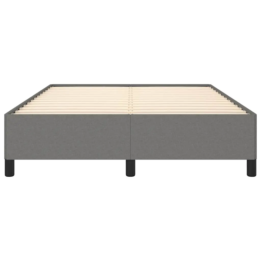 Double Bed Frame 137x187cm Grey Fabric Sturdy Plywood Slats