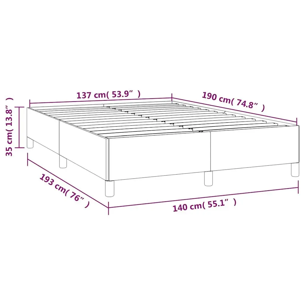 Double Bed Frame 137x187cm Grey Fabric Sturdy Plywood Slats