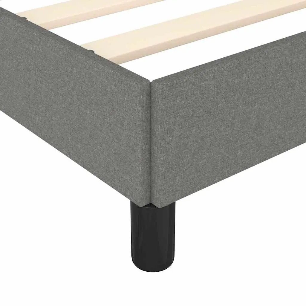 King Single Bed Frame Grey Fabric Upholstered Sturdy Legs Plywood Slats Base