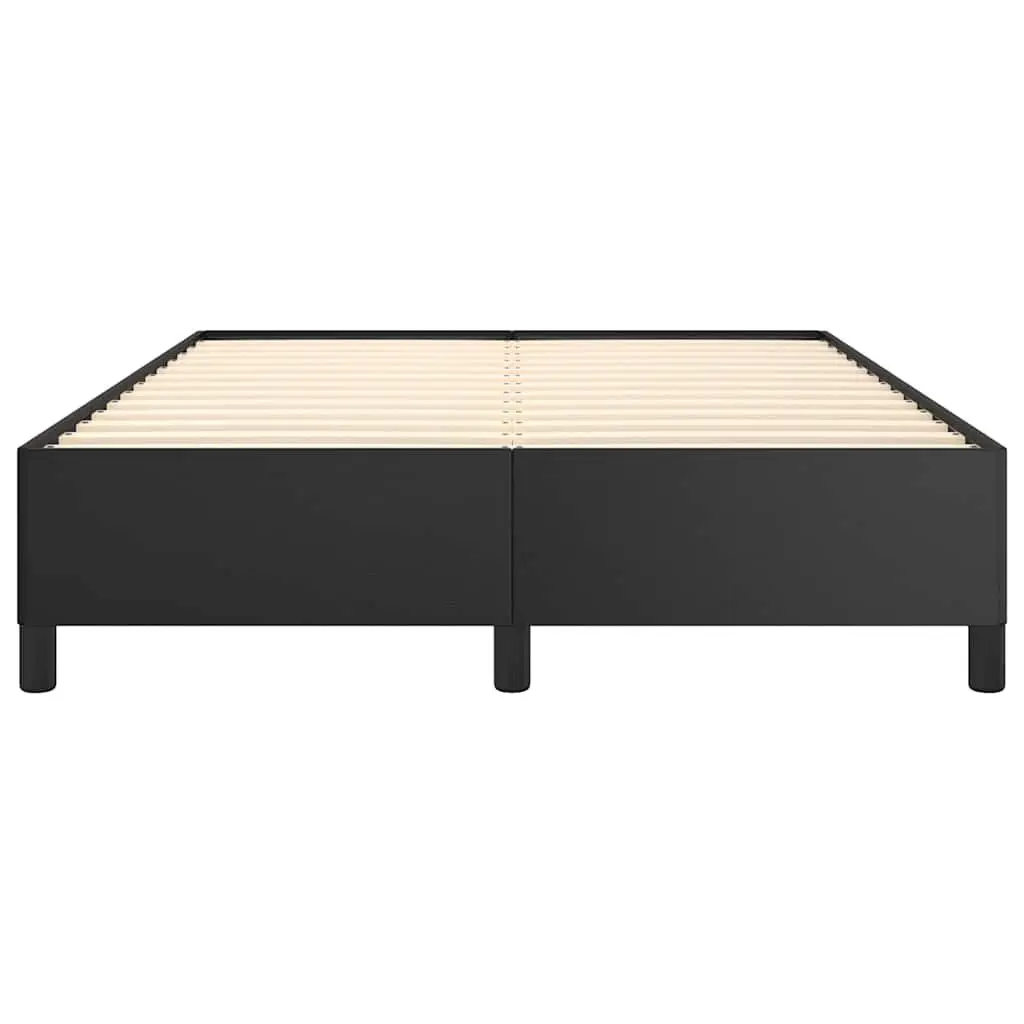Double Bed Frame 137x187 cm Black Faux Leather Upholstery Sturdy Support Legs Plywood Slats