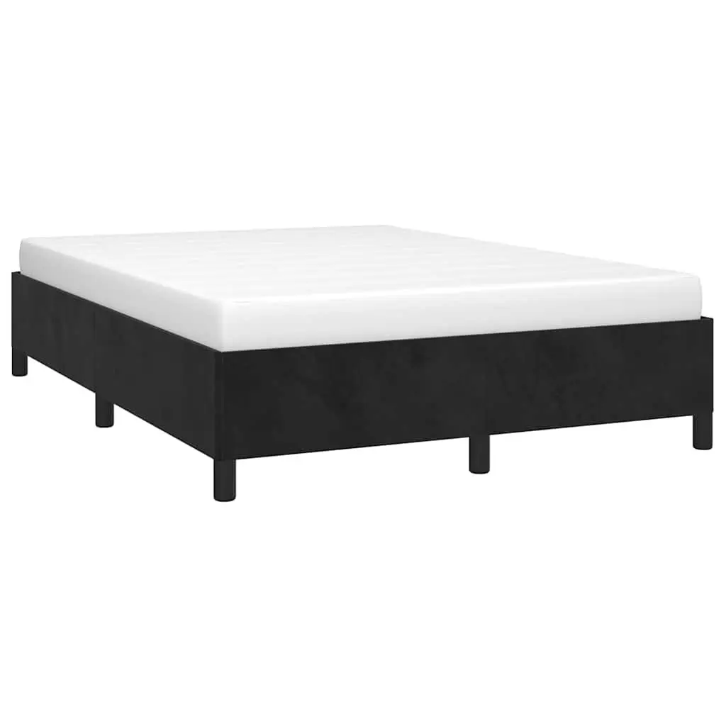 Queen Bed Frame 152x203cm Black Velvet Upholstered Slats