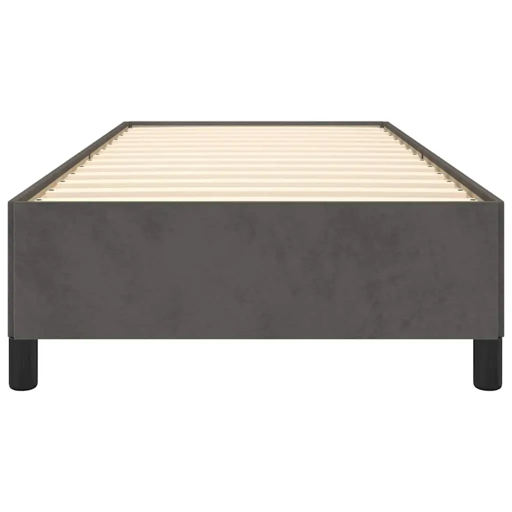 King Single Bed Frame Grey Velvet Upholstered with Support Legs and Plywood Slats for Stability and Weight Distribution