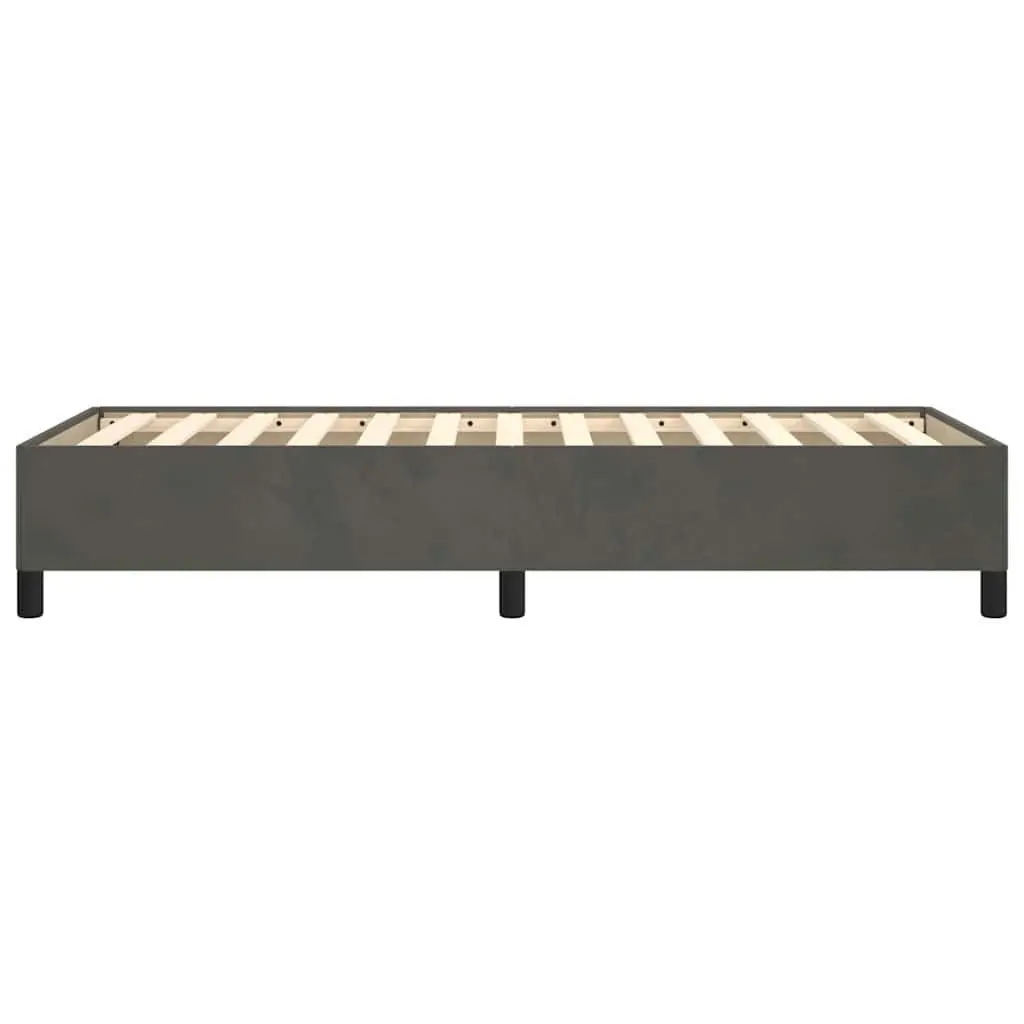 King Single Bed Frame Grey Velvet Upholstered with Support Legs and Plywood Slats for Stability and Weight Distribution