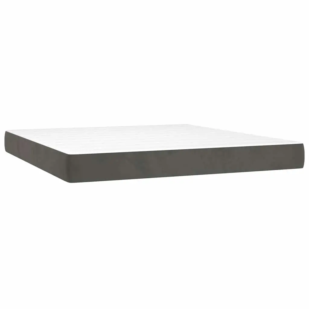 Pocket Spring Bed Mattress Queen Size Medium Firm Support Grey Velvet 152x203x20cm