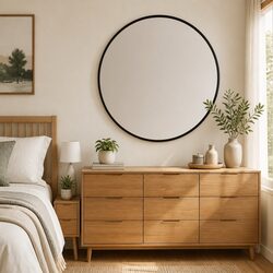 Elegant Round Wall Mirror Black Ø 40 cm for Enhanced Spaces