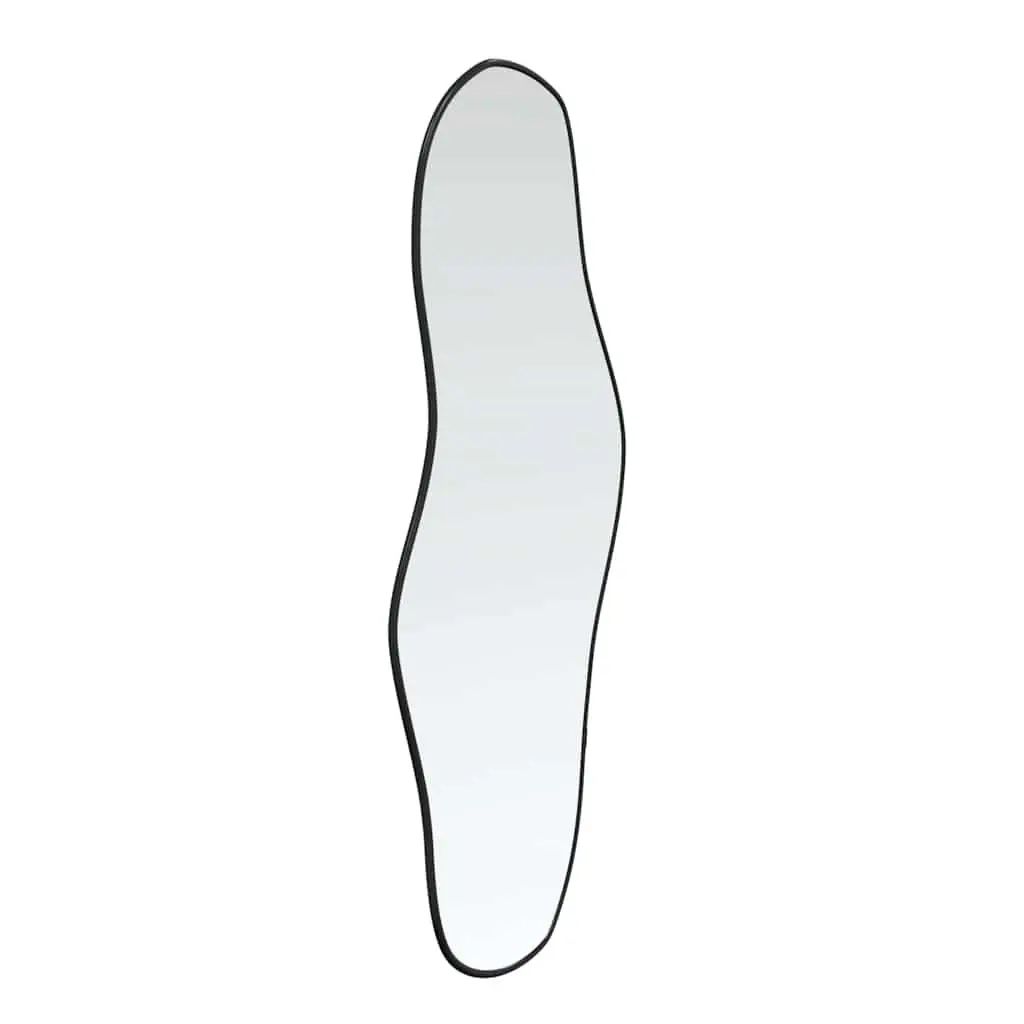 Black Wall Mirror 90x40 cm Glass PVC Frame Wall-Mounted Minimalistic Home Decor