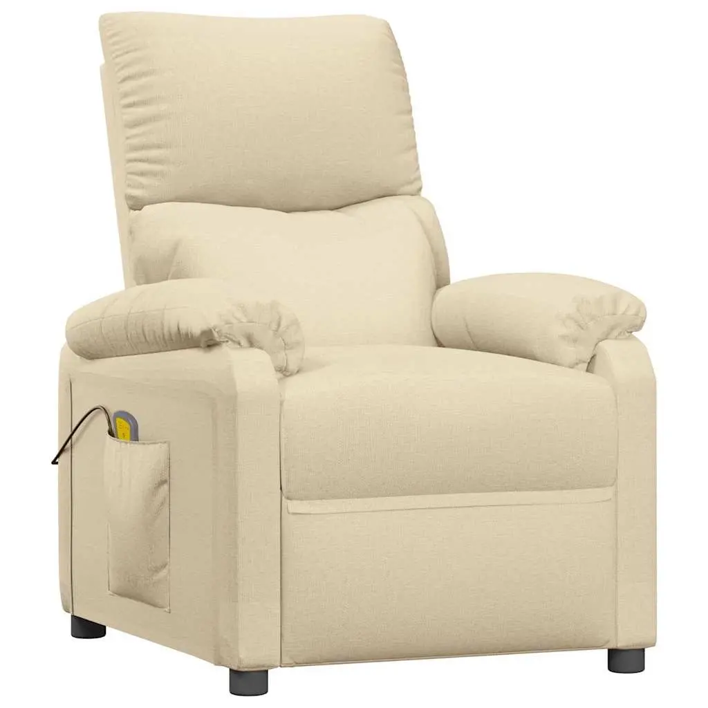 Electric Massage Chair Cream Fabric 6 Massage Points 3 Manual Reclining Positions