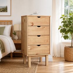 Stylish Scandinavian Drawer Cabinet in Brown Pine 45x39x90cm