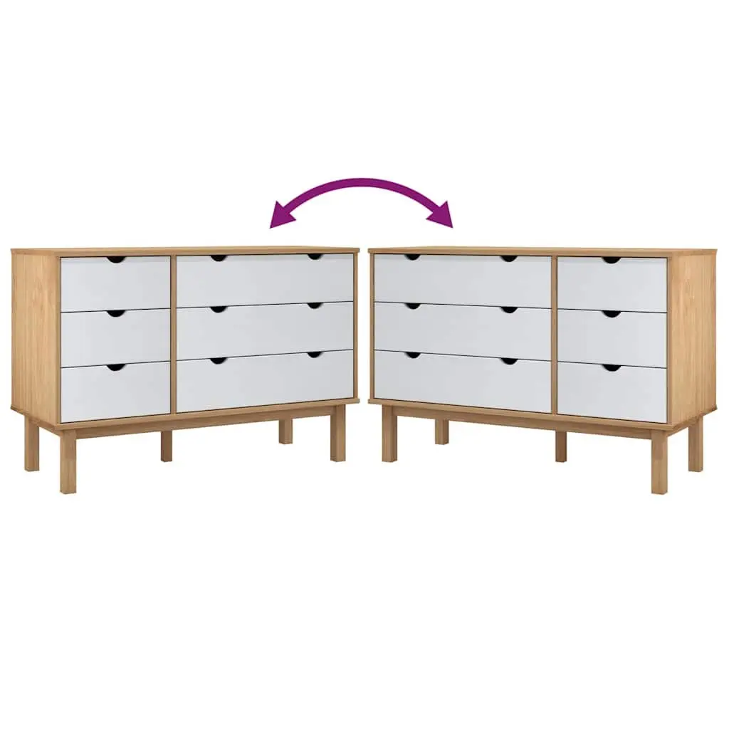 Drawer Cabinet 6 Storage Drawers Solid Pine Wood Scandinavian Style Home