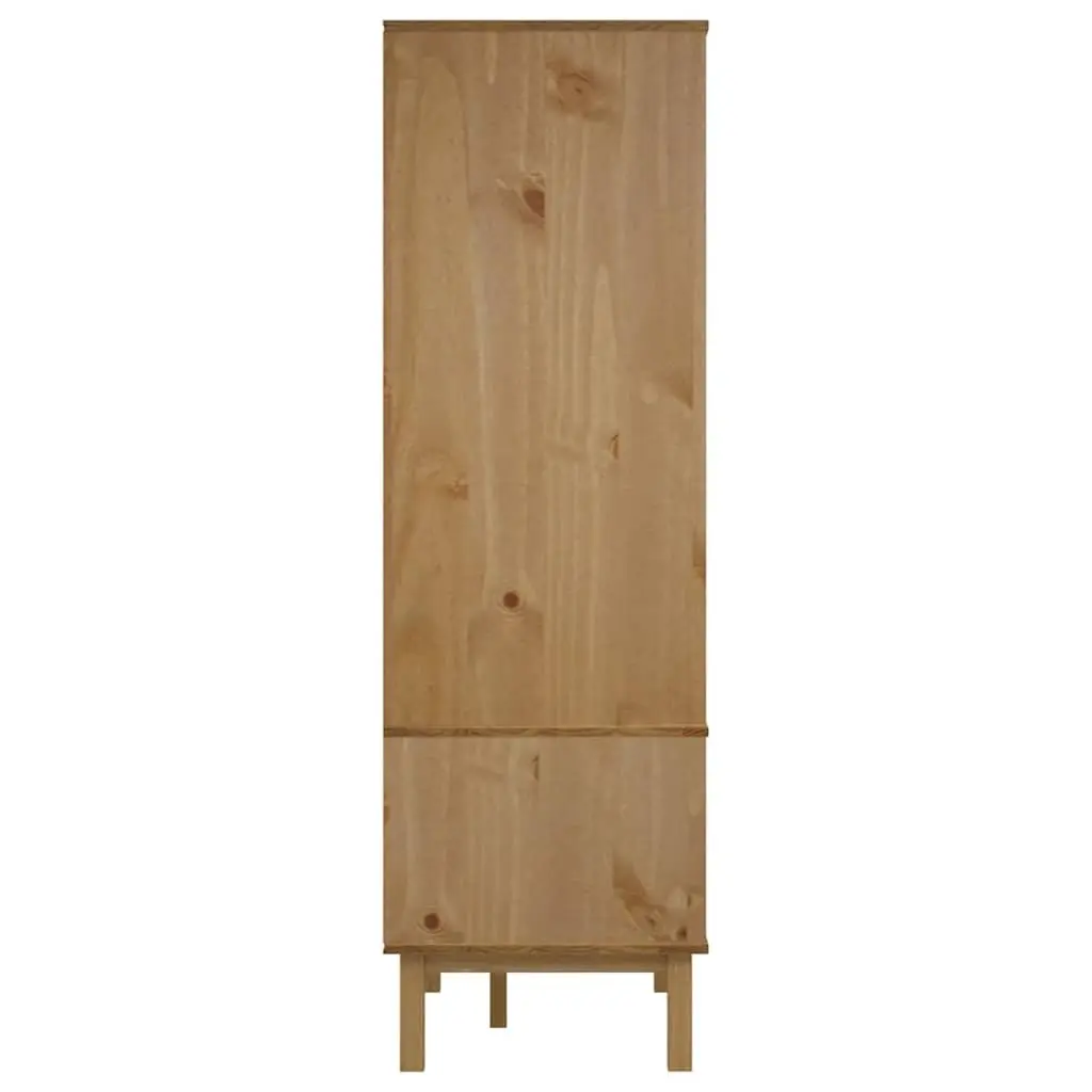 Wardrobe 76.5x53x172cm Solid Wood Pine Grey with 2 Drawers and 1 Large Compartment