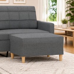 Dark Grey Footstool Ottoman Fabric Footrest Bedroom Living Room Sofa Recliner