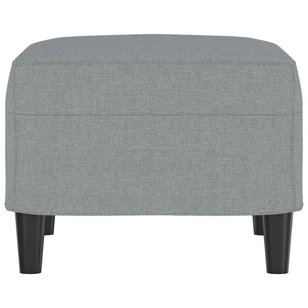 Footstool Light Grey Compact Fabric Ottoman for Living Room Rest Seat
