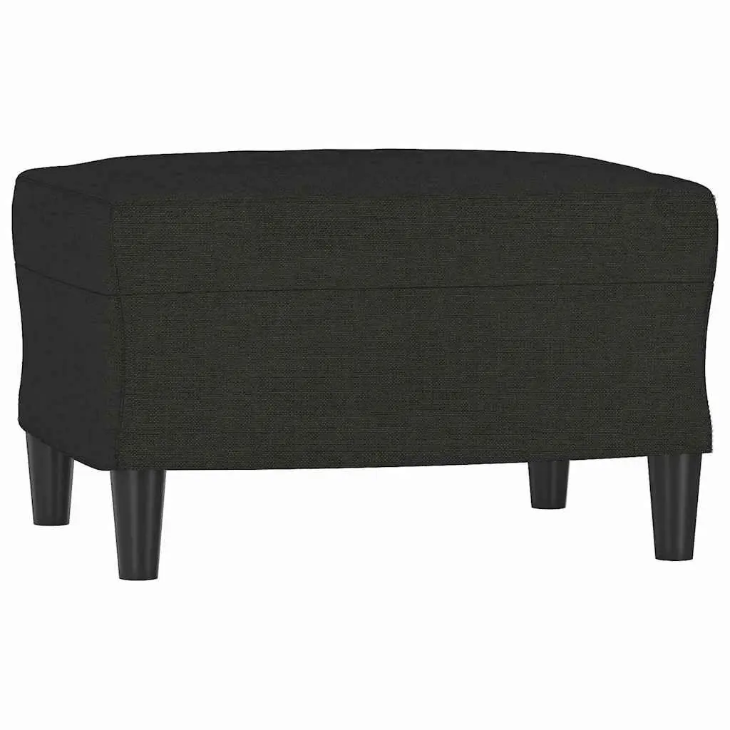 Black Ottoman Footstool Compact Fabric Lounge Seat 60x50cm