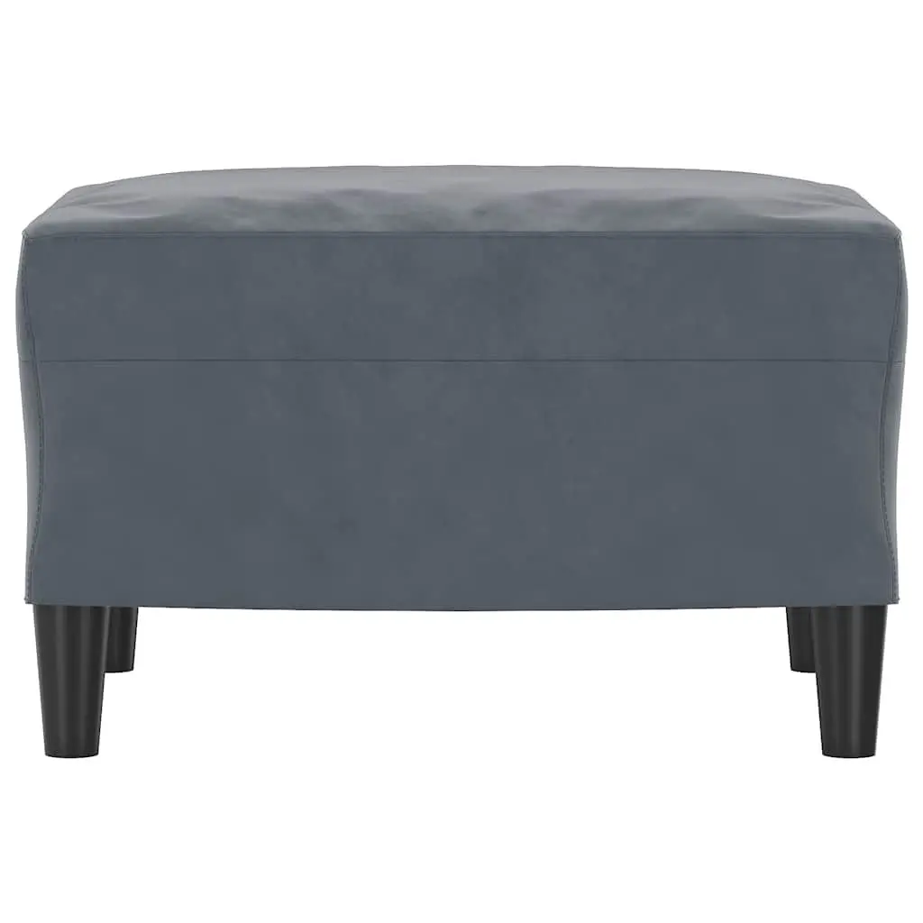 Footstool 60x50x41cm Grey Velvet Ottoman Seat Rest