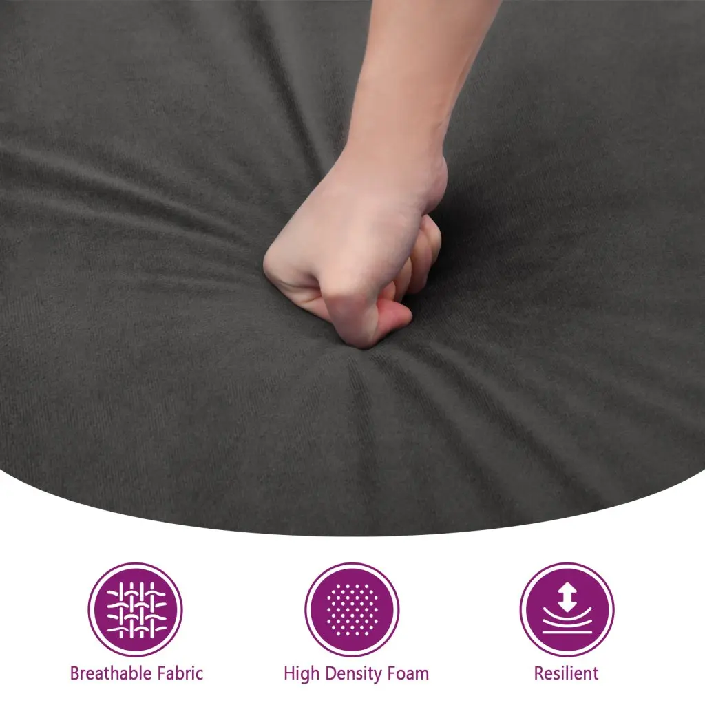 Footstool 60x50x41cm Grey Velvet Ottoman Seat Rest