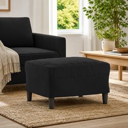 Modern Compact Black Velvet Footrest for Your Space