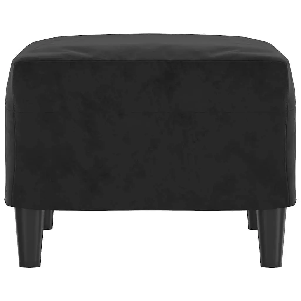 Black Velvet Footstool Compact Modern Ottoman for Living Room Furniture
