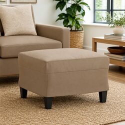 Elevate Your Living Space with This Brown Faux Leather Footstool