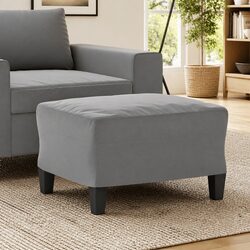 Grey Footstool Modern Microfibre Fabric Foot Rest Stool Compact Living Room