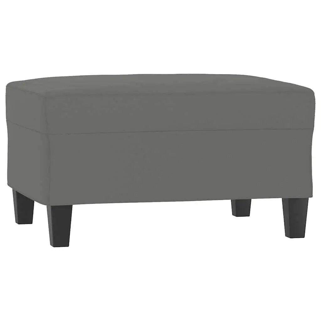 Grey Footstool Ottoman Microfibre Fabric Compact Resting Stool