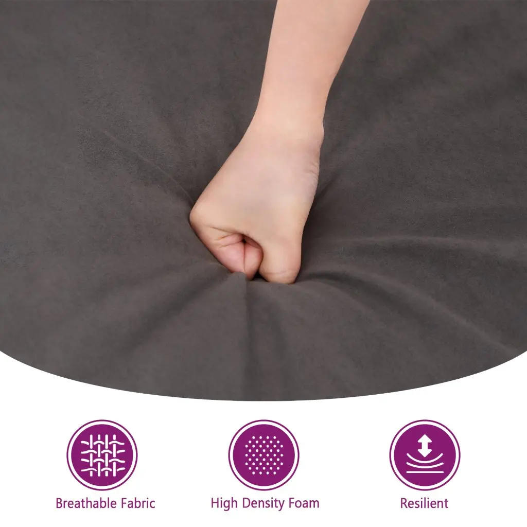Grey Footstool Ottoman Microfibre Fabric Compact Resting Stool