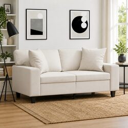 Stylish Cream Throw Pillows - Set of 2 Faux Leather 40x40 cm