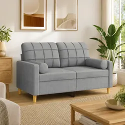 Throw Pillows 2 pcs Grey Cylinder Roll Bolster Decorative Cushions Zip Covers