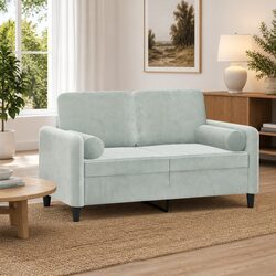 2 Grey Velvet Bolster Cushions for Stylish Spaces