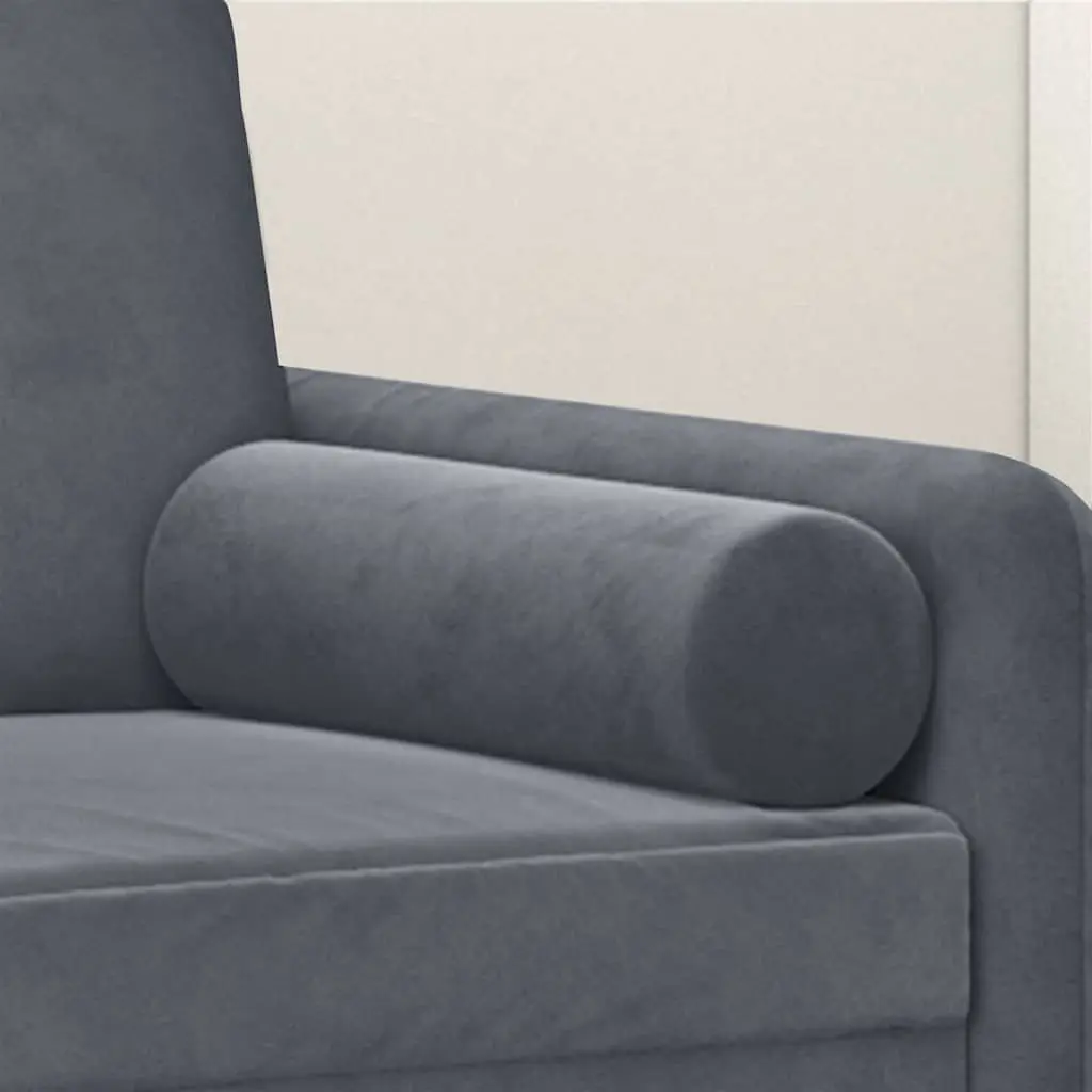 Throw Pillows 2 pcs Ø15 x 50 cm Dark Grey Cylinder Velvet Cushions Removable Covers