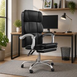 Comfort-Enhancing Black Faux Leather Office Chair