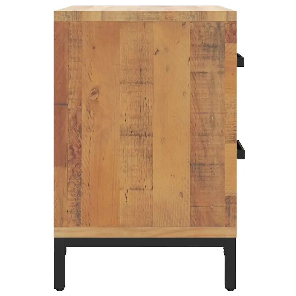 Bedside Cabinet Brown Solid Pinewood Bedroom Storage Table with Drawers