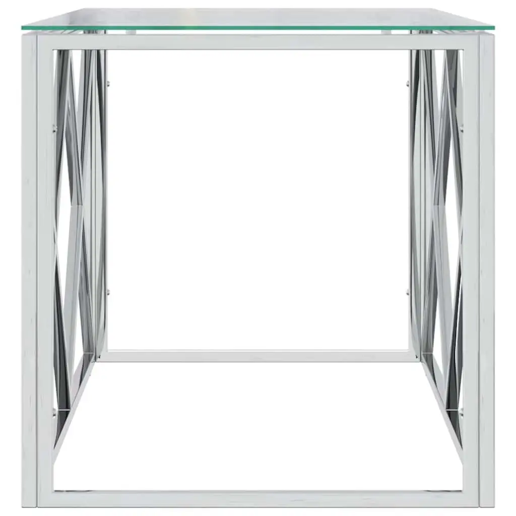 Coffee Table 110x45x45 cm Stainless Steel Glass Top Silver Accent