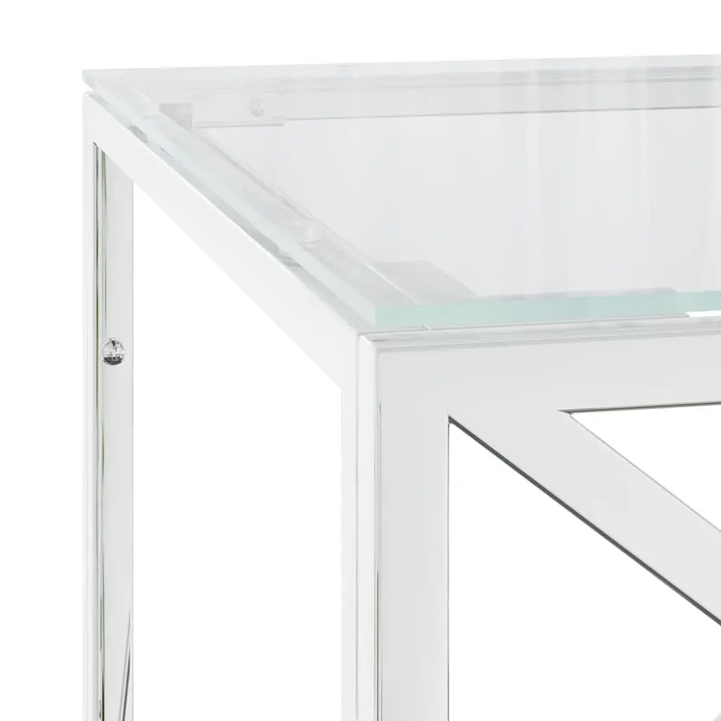 Coffee Table 110x45x45 cm Stainless Steel Glass Top Silver Accent