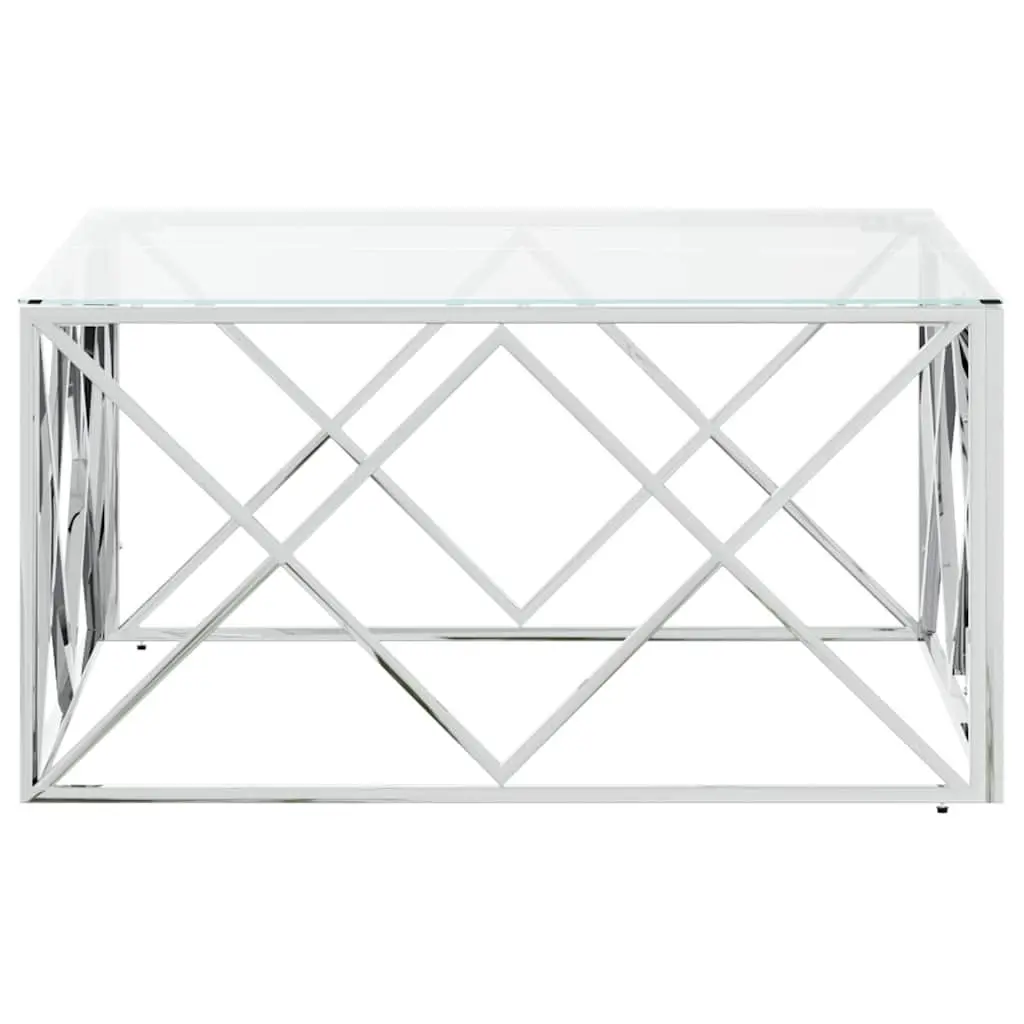 Coffee Table 80x80x40 cm Glass Top Silver Living Room Furniture