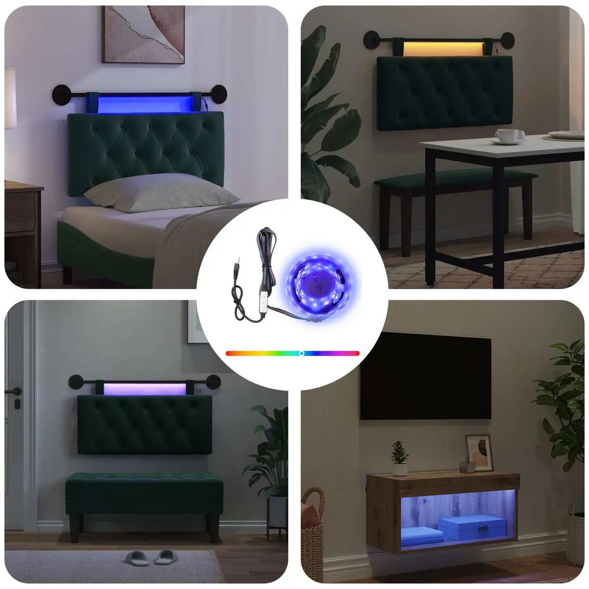 LED Strip Lights 180 cm 2 pcs Black SMD5050 USB Indoor