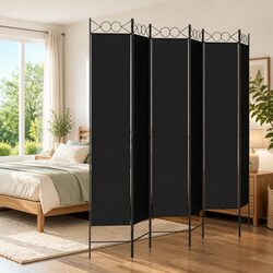 Enhance Your Living Space with a Black 6-Panel Divider - 240x220cm