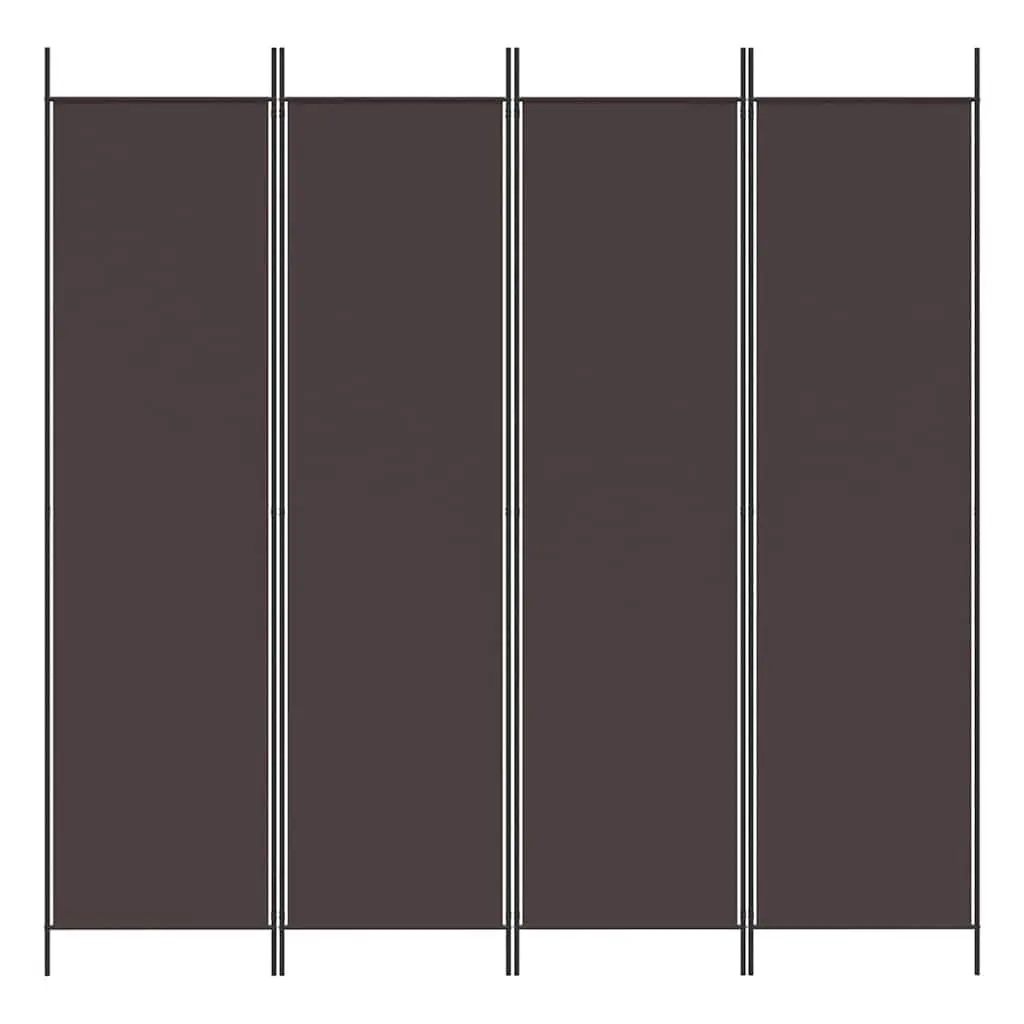 4-Panel Room Divider Screen Brown Fabric Foldable Privacy Partition