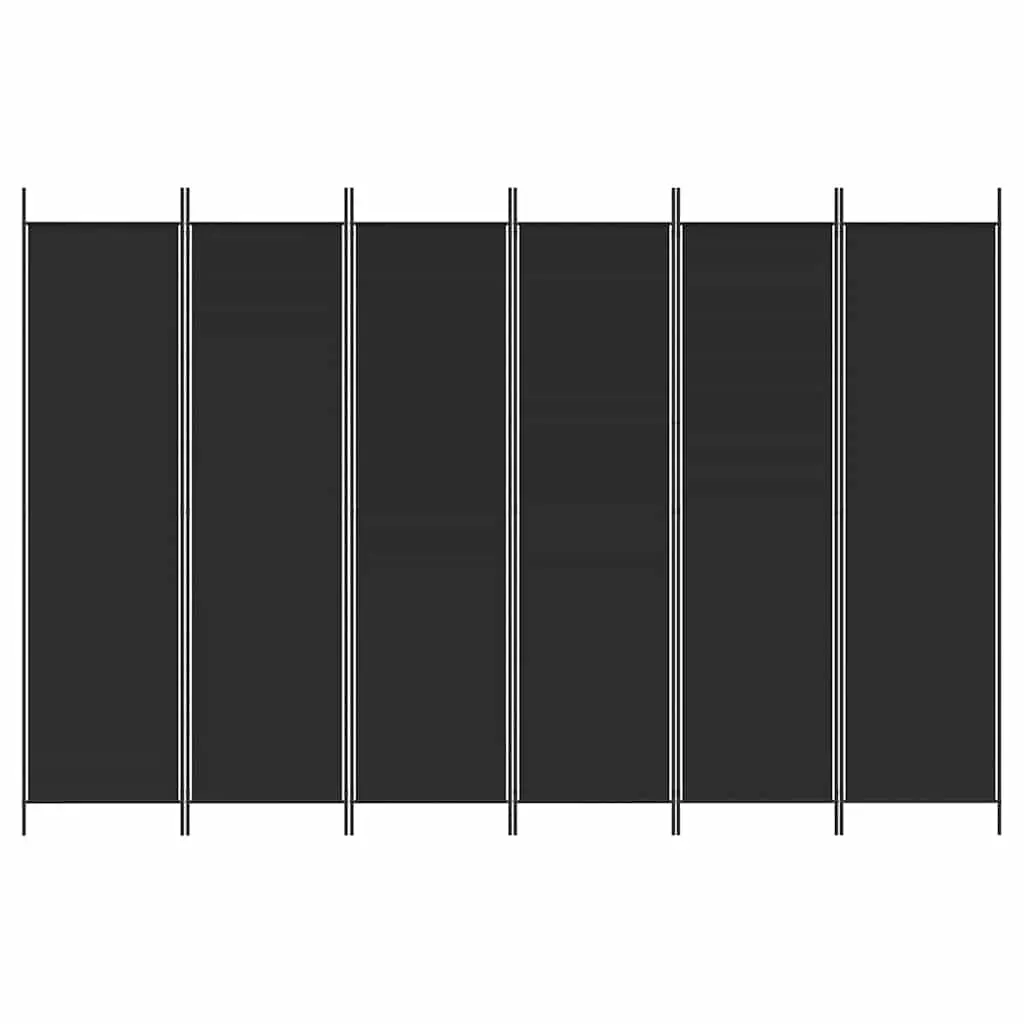 6-Panel Folding Room Divider Screen 300x200cm Black Privacy Partition