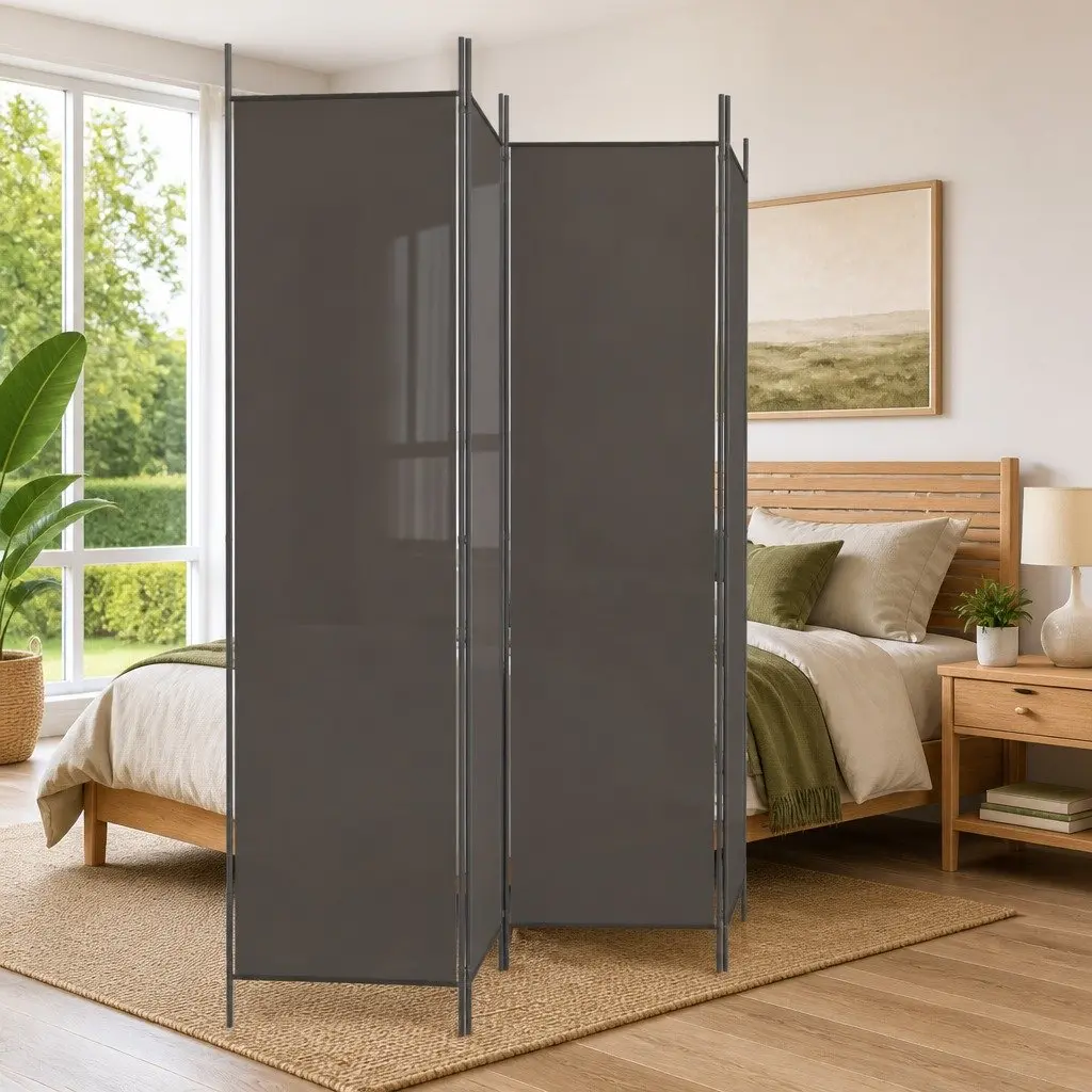 4-Panel Room Divider 200 x 220 cm Foldable Fabric Screen Partition Privacy Space