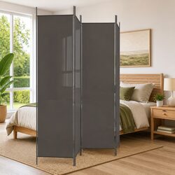 4-Panel Room Divider Anthracite Foldable Fabric Screen Partition Privacy Space