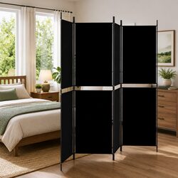 Enhance Your Space with a Black 4-Panel Room Divider - 200x180cm
