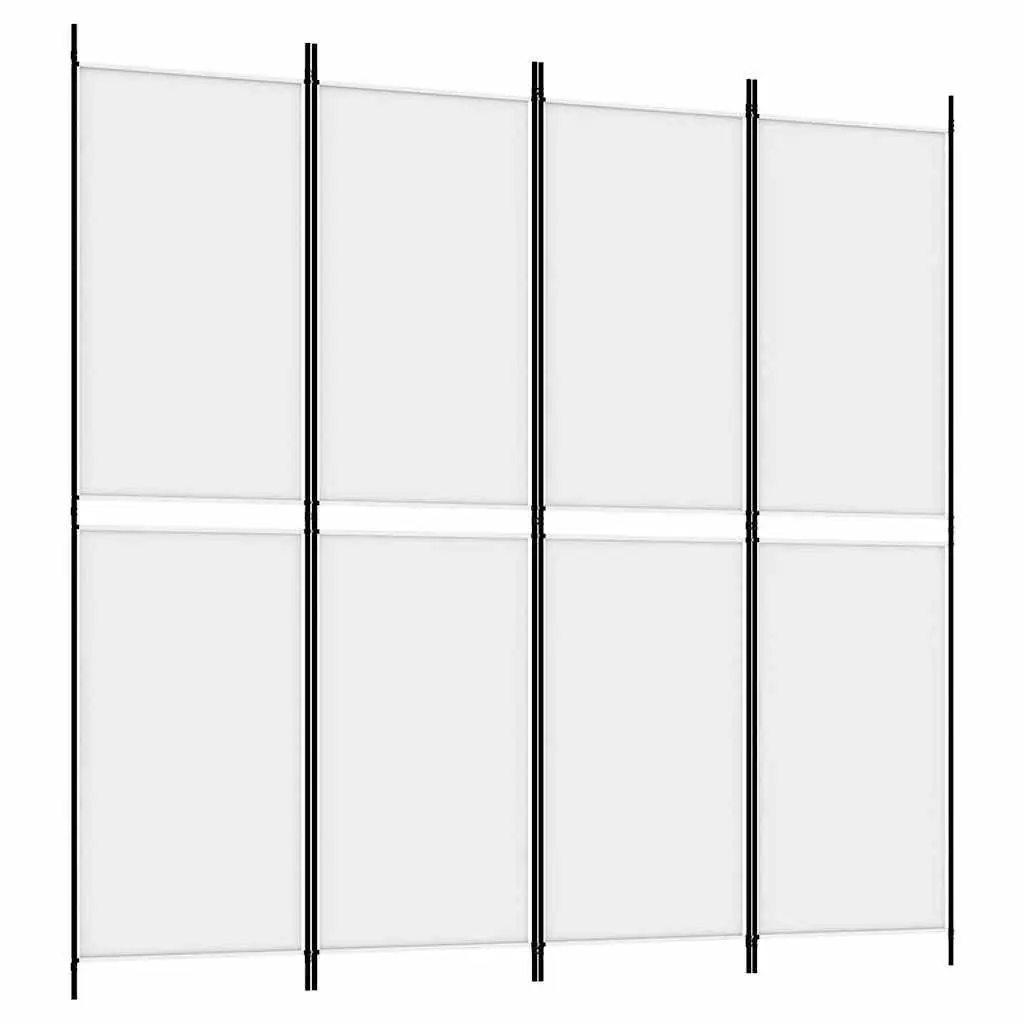 4-Panel Room Divider 200 x 200 cm White Foldable Fabric Privacy Separator