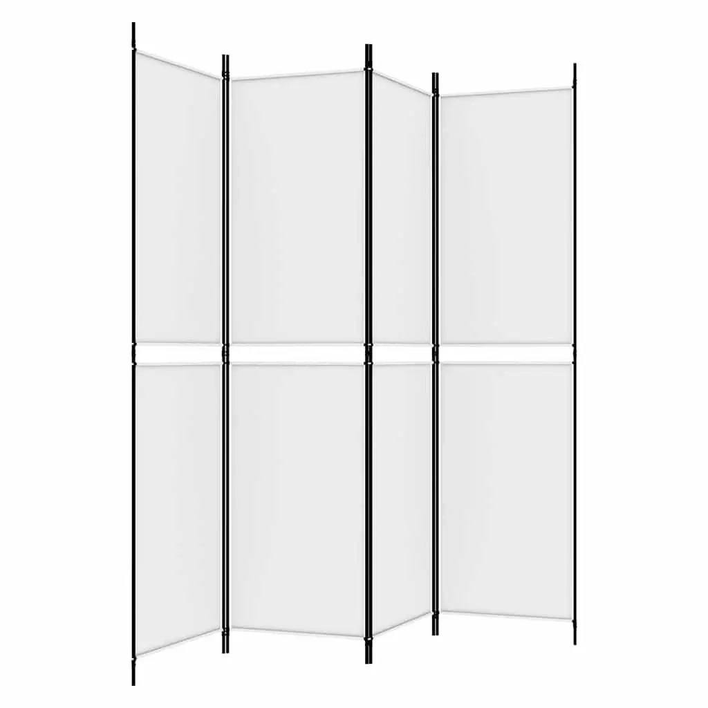 4-Panel Room Divider 200 x 200 cm White Foldable Fabric Privacy Separator