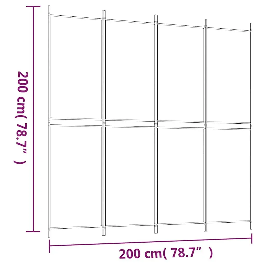 4-Panel Room Divider 200 x 200 cm White Foldable Fabric Privacy Separator