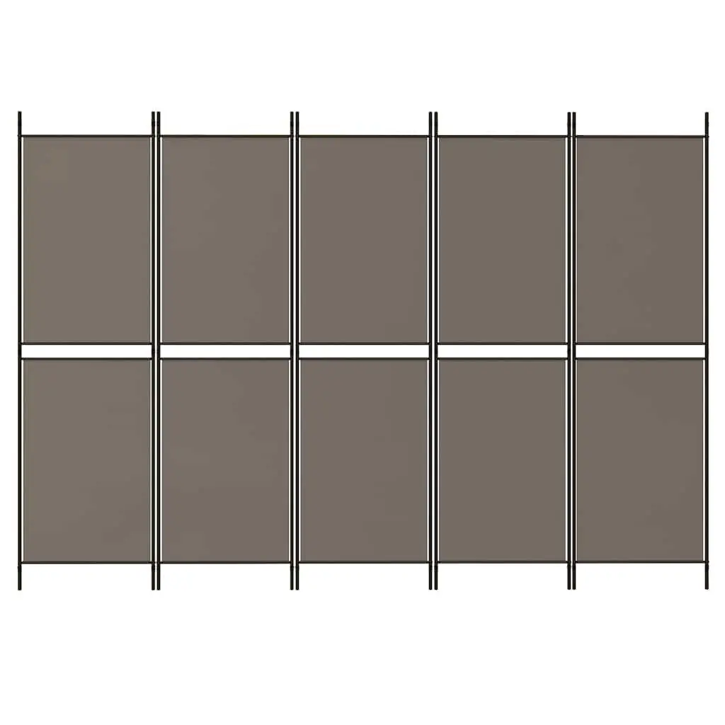 5 Panel Room Divider Anthracite Fabric Folding Partition Privacy Screen
