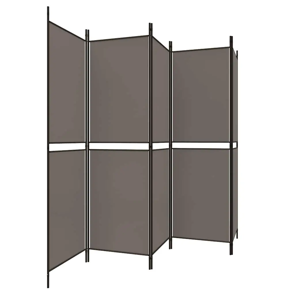 5 Panel Room Divider Anthracite Fabric Folding Partition Privacy Screen