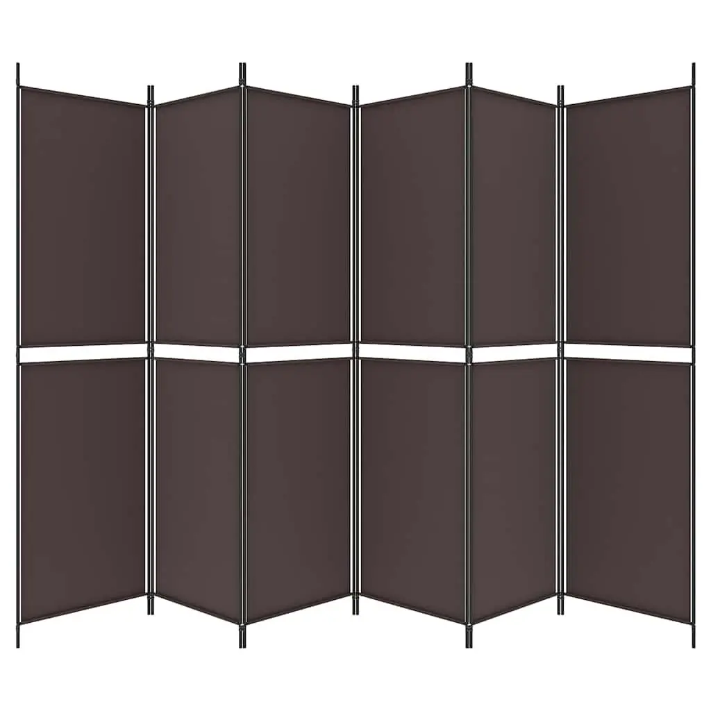 6-Panel Room Divider 300x200cm Brown Fabric Folding Privacy Partition